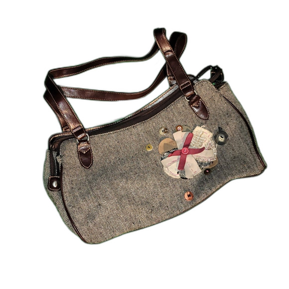Relic by Fossil Vintage Handmade Flower Embroidered Tote Purse - Picture 1 of 9